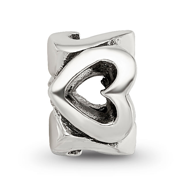 Sterling Silver 925 Kids Heart Bead with Solid Casted Design