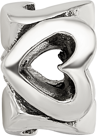 Sterling Silver 925 Kids Heart Bead with Solid Casted Design