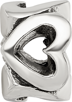 Sterling Silver 925 Kids Heart Bead with Solid Casted Design
