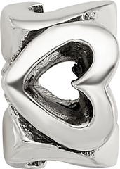 Sterling Silver 925 Kids Heart Bead with Solid Casted Design