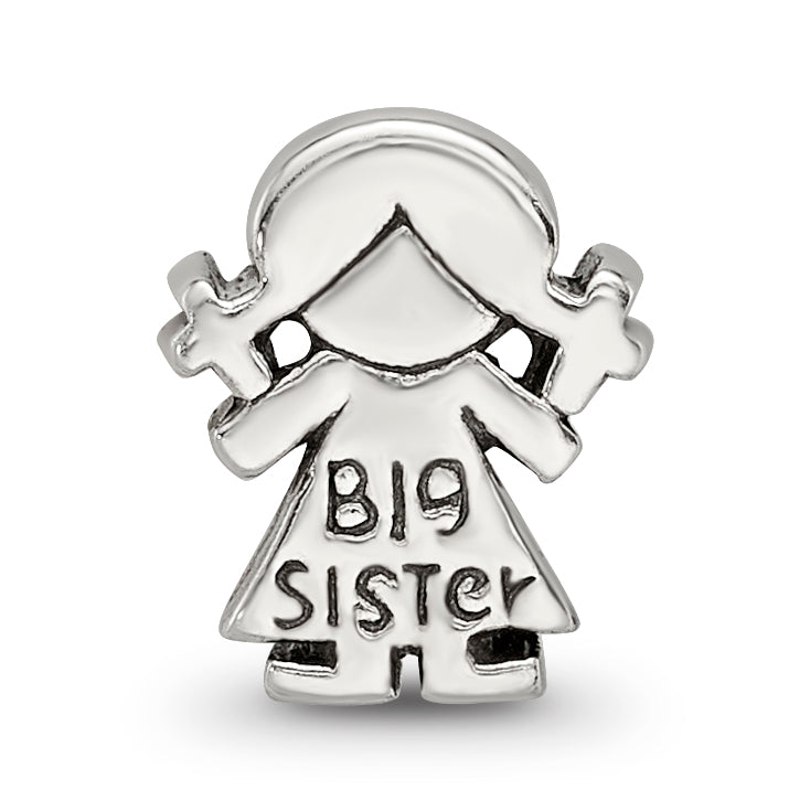 Sterling Silver 925 Kids Big Sister Bead with Solid Cast Design