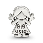 Sterling Silver 925 Kids Big Sister Bead with Solid Cast Design