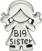 Sterling Silver 925 Kids Big Sister Bead with Solid Cast Design