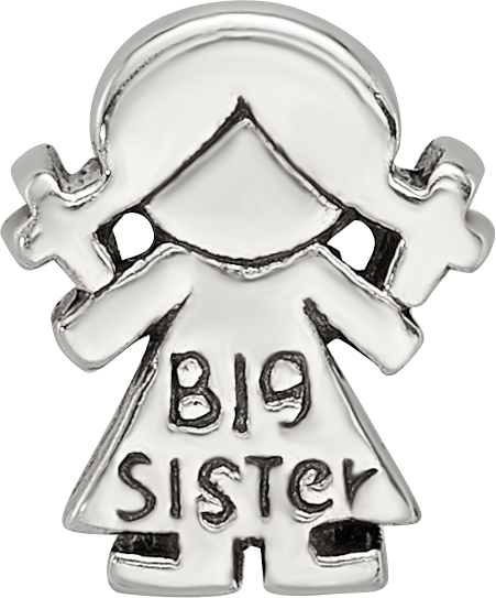 Sterling Silver 925 Kids Big Sister Bead with Solid Cast Design