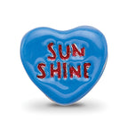 Sterling Silver 925 Kids Heart Bead with Enamel Sunshine Design by Sophia Jewelers