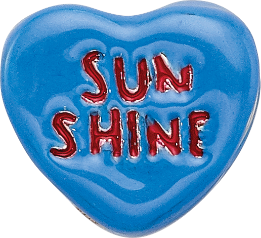 Sterling Silver 925 Kids Heart Bead with Enamel Sunshine Design by Sophia Jewelers