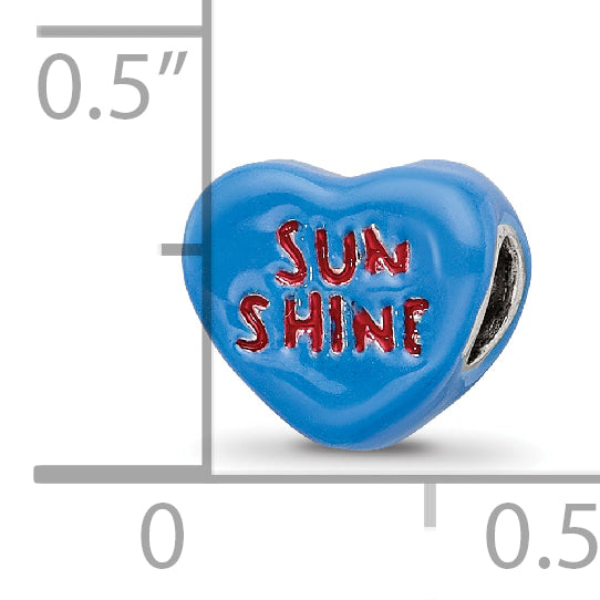 Sterling Silver 925 Kids Heart Bead with Enamel Sunshine Design by Sophia Jewelers