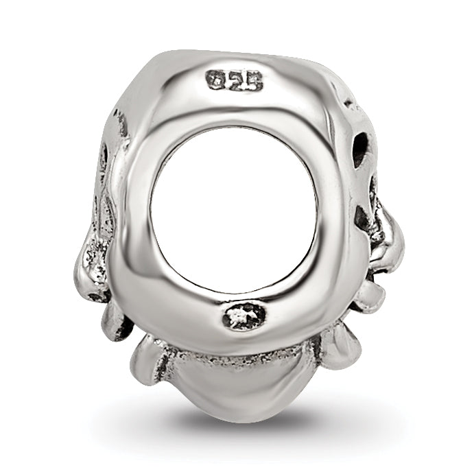 Sterling Silver 925 Comedy Mask Bead with Antiqued Finish Solid and Themed Design