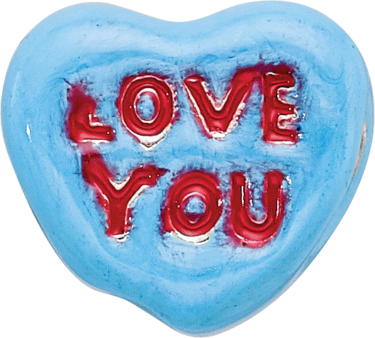 Sterling Silver 925 Kids Enameled Heart Bead Red and Blue Accents