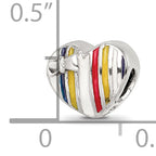 Sterling Silver 925 Kids Heart Bead with Colorful Enamel Accent