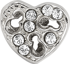 Sterling Silver Kids Cut-out Heart Bead with White Crystal Sparkle