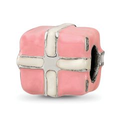 Sterling Silver Reflections Pink & White Enameled Present Bead