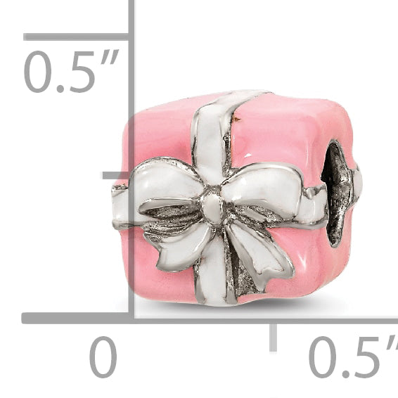 Sterling Silver 925 Pink & White Enameled Present Bead Gift-Ready Elegant Charm Secondary image