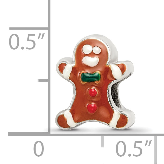 Sterling Silver Reflections Enameled Gingerbread Man Bead