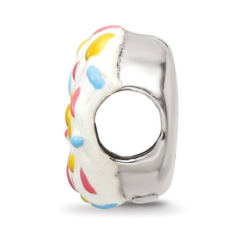 Sterling Silver 925 Enameled Donut Bead with Sprinkles Elegant Themed Charm Secondary image