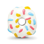 Sterling Silver 925 Enameled Donut Bead with Sprinkles Elegant Themed Charm