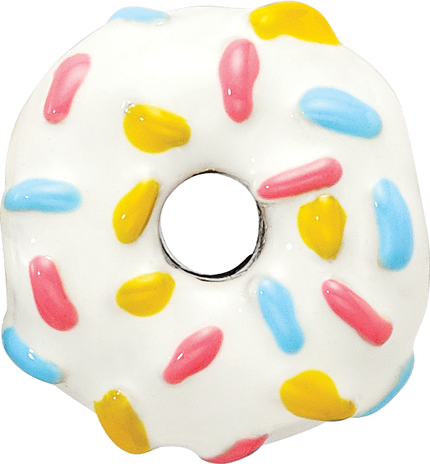 Sterling Silver 925 Enameled Donut Bead with Sprinkles Elegant Themed Charm