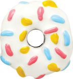 Sterling Silver 925 Enameled Donut Bead with Sprinkles Elegant Themed Charm