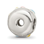Sterling Silver 925 Enameled Donut Bead with Sprinkles Elegant Themed Charm