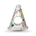 Sterling Silver 925 Happy Birthday Hat Bead with Enameled Accents