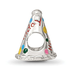 Sterling Silver 925 Happy Birthday Hat Bead with Enameled Accents