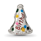 Sterling Silver 925 Happy Birthday Hat Bead with Enameled Accents