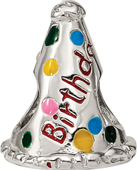 Sterling Silver Reflections Enameled Happy Birthday Hat Bead