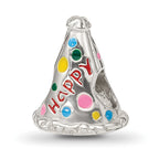Sterling Silver 925 Happy Birthday Hat Bead with Enameled Accents