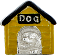Sterling Silver 925 Enameled Dog House Bead with Detailed Design
