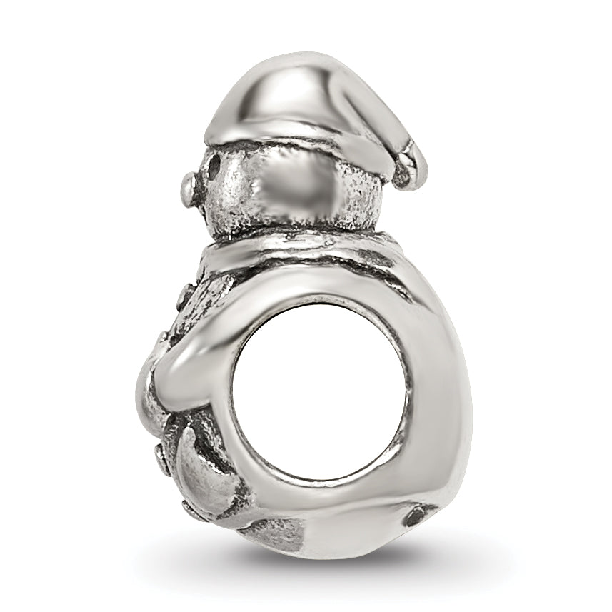 Sterling Silver 925 Snowman Bead with Antiqued Finish Solid