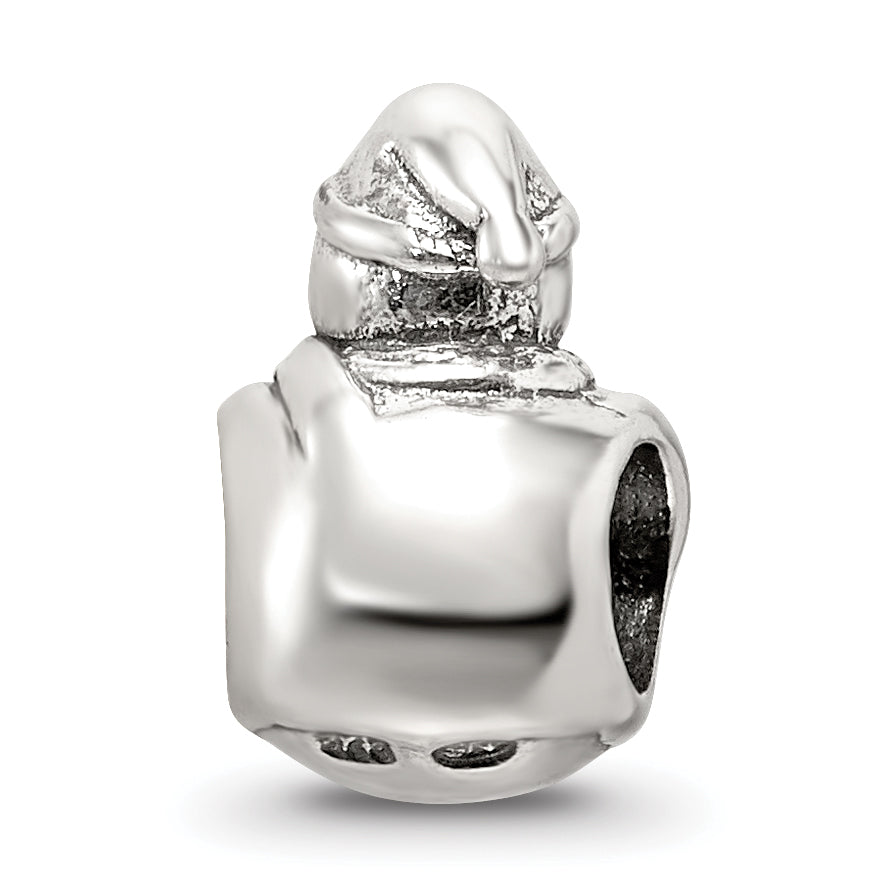 Sterling Silver 925 Snowman Bead with Antiqued Finish Solid