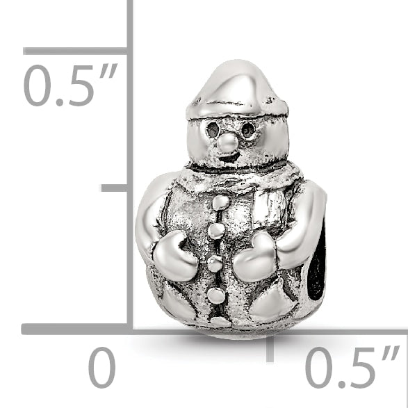 Sterling Silver 925 Snowman Bead with Antiqued Finish Solid