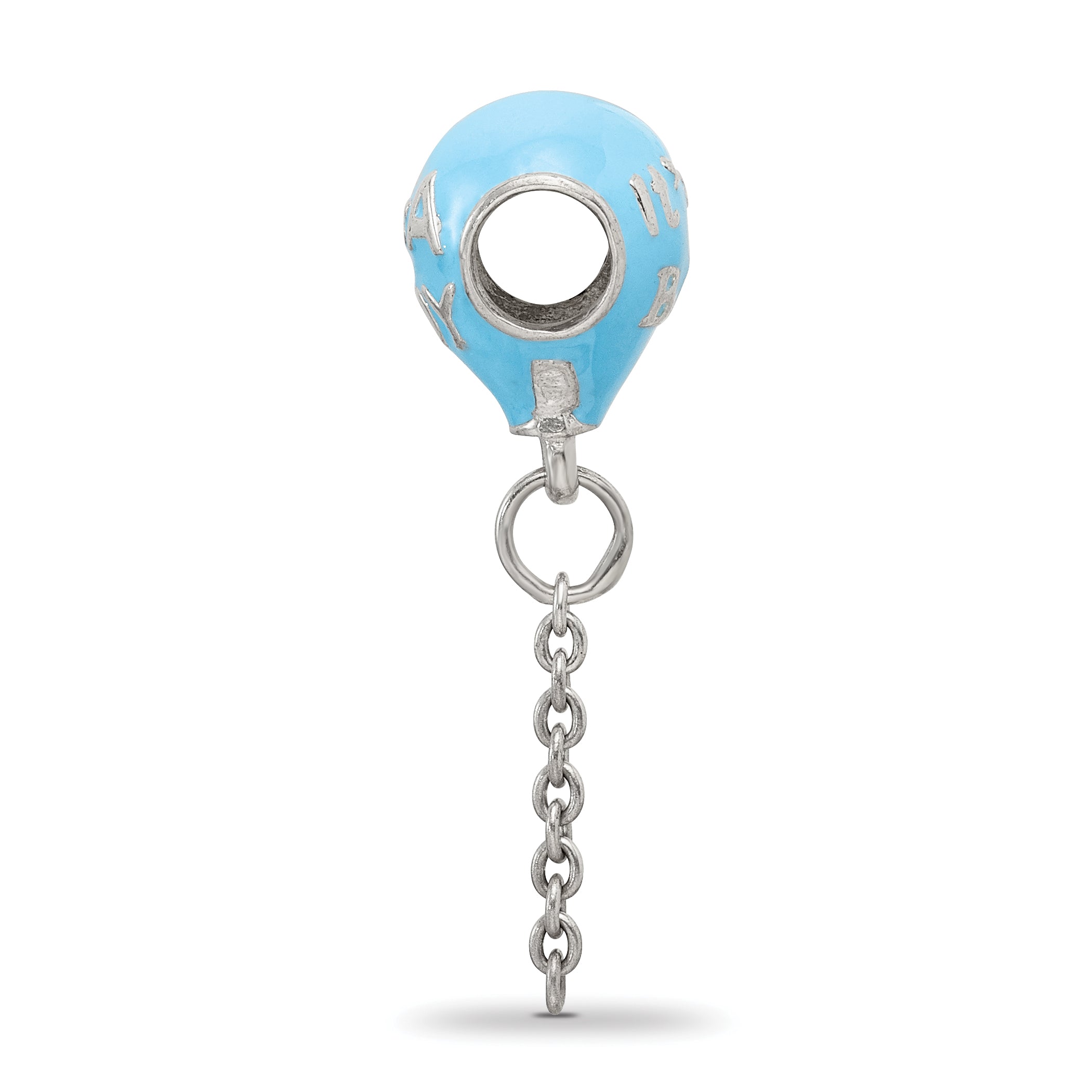 Sterling Silver 925 Enameled It's a Boy Balloon Dangle Bead Elegant Gift