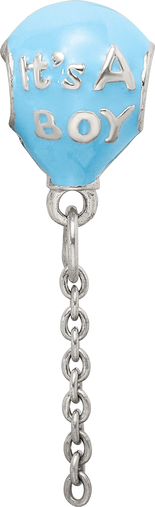 Sterling Silver 925 Enameled It's a Boy Balloon Dangle Bead Elegant Gift