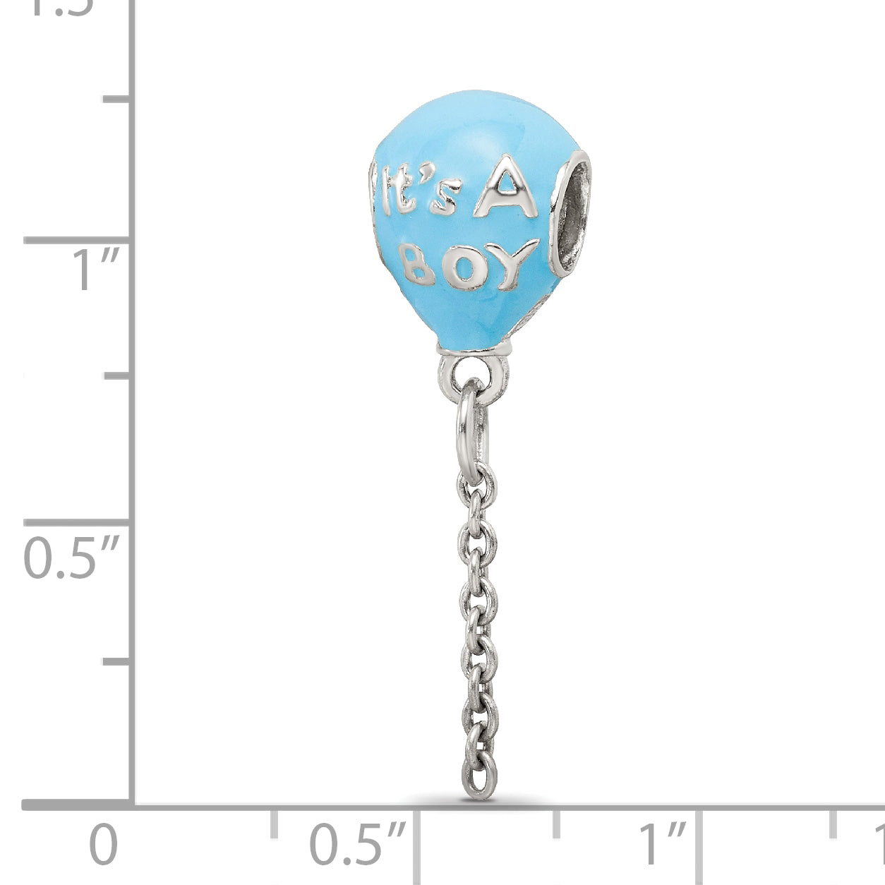 Sterling Silver 925 Enameled It's a Boy Balloon Dangle Bead Elegant Gift