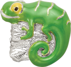Sterling Silver 925 Enameled Lizard Bead with Solid Cast Design