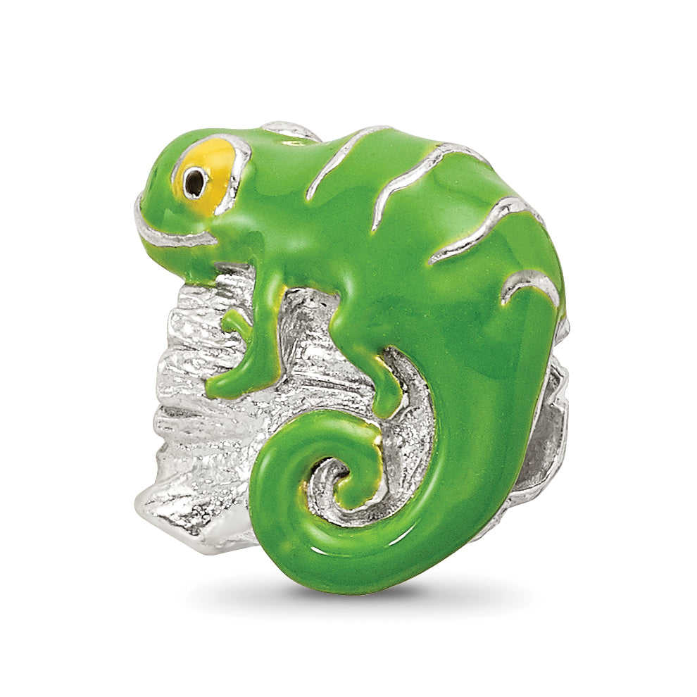 Sterling Silver Reflections Enameled Lizard on Log Bead Main image