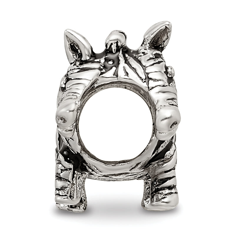Sterling Silver 925 Enameled Zebra Bead with Bold Animal Print Design Secondary image