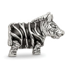 Sterling Silver 925 Enameled Zebra Bead with Bold Animal Print Design