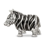 Sterling Silver 925 Enameled Zebra Bead with Bold Animal Print Design