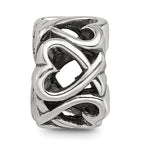 Sterling Silver 925 Hearts Bead Elegant Solid Casted Design by Sophia Jewelers