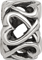Sterling Silver 925 Hearts Bead Elegant Solid Casted Design by Sophia Jewelers