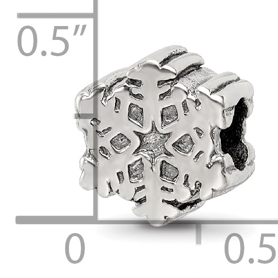 Sterling Silver 925 Snowflake Bead with Antiqued Finish Elegant Winter Theme