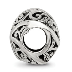 Sterling Silver 925 Fancy Bali Bead with Flowers & Vines Design