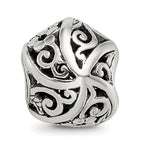 Sterling Silver 925 Fancy Bali Bead with Flowers & Vines Design