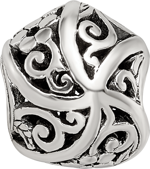 Sterling Silver Reflections Flowers & Vines Bali Bead
