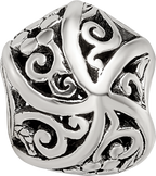 Sterling Silver 925 Fancy Bali Bead with Flowers & Vines Design