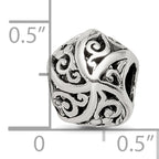 Sterling Silver 925 Fancy Bali Bead with Flowers & Vines Design