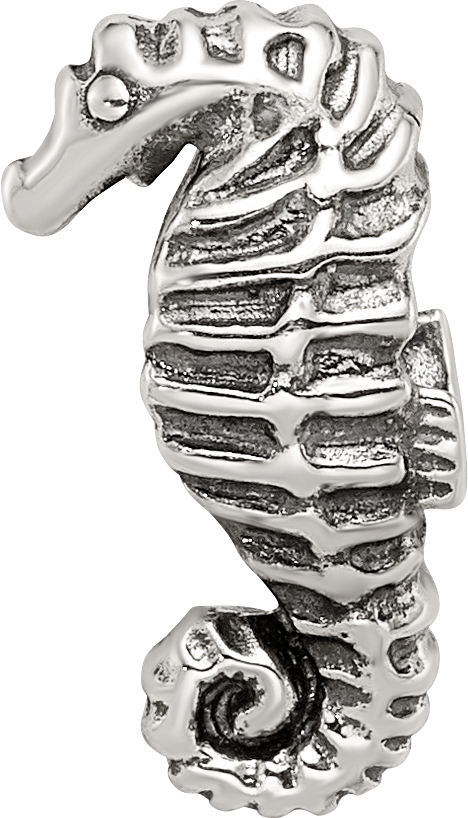 Sterling Silver 925 Seahorse Bead with Solid Cast Design Elegant Theme