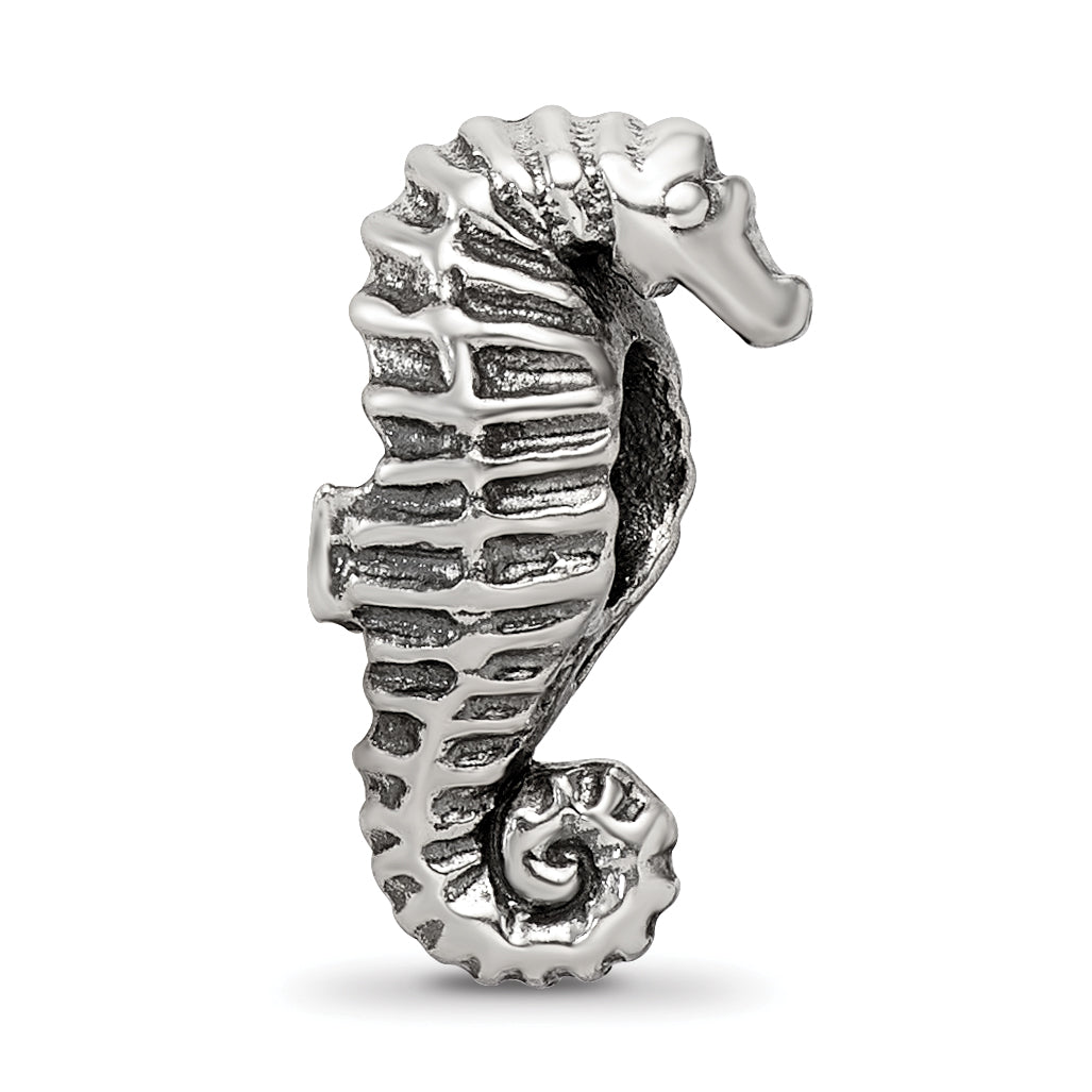 Sterling Silver 925 Seahorse Bead with Solid Cast Design Elegant Theme